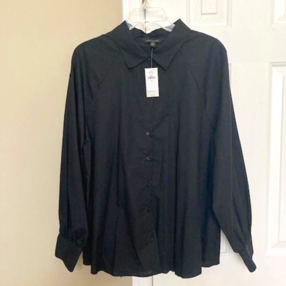 Banana Republic Pleat-Back Poplin Shirt, BLACK XL